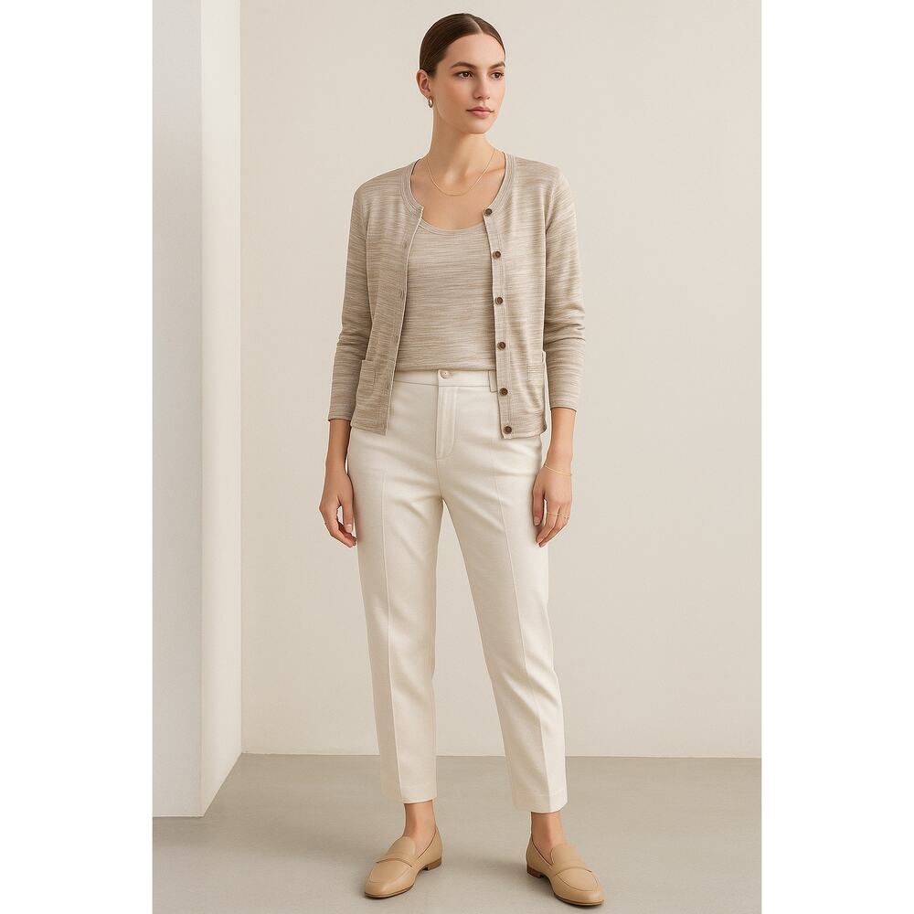 Vintage Missoni Set Cardigan Shell Shirt Tee Twinset Beige Striped Knit Large